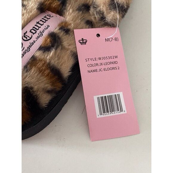 Juicy Couture ELDORIS 2 Faux Fur LEOPARD Slip On Slide Slippers Women’s Sz M 7/8 - Picture 4 of 8